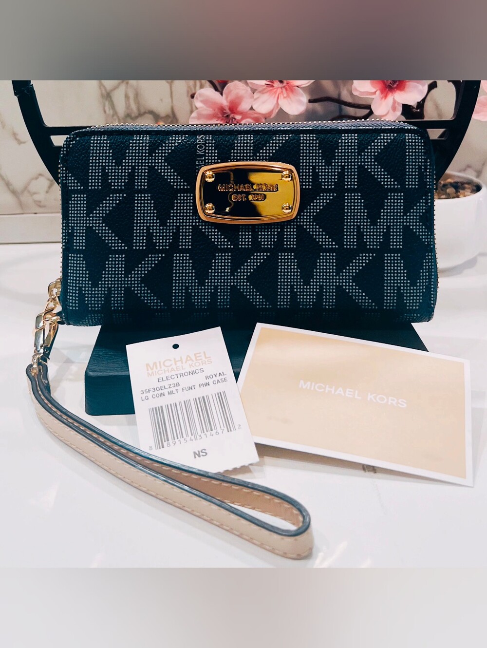 Michael Kors Navy MK Signature Wristlet NWT
